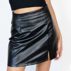 Black faux leather slit skirt| Target | Arie | Asos | Hollister |Victoria Secret